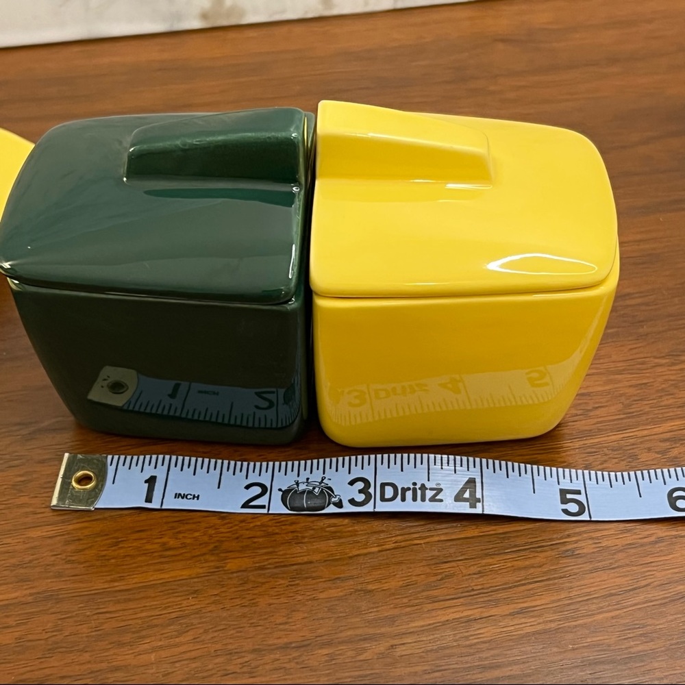 Franciscan Vintage 5 piece Ware Condiment Set 4 Toastmaster Green & Yellow MCM - Picture 12 of 15